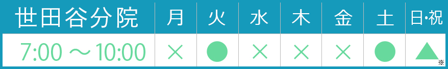 世田谷分院診療時間